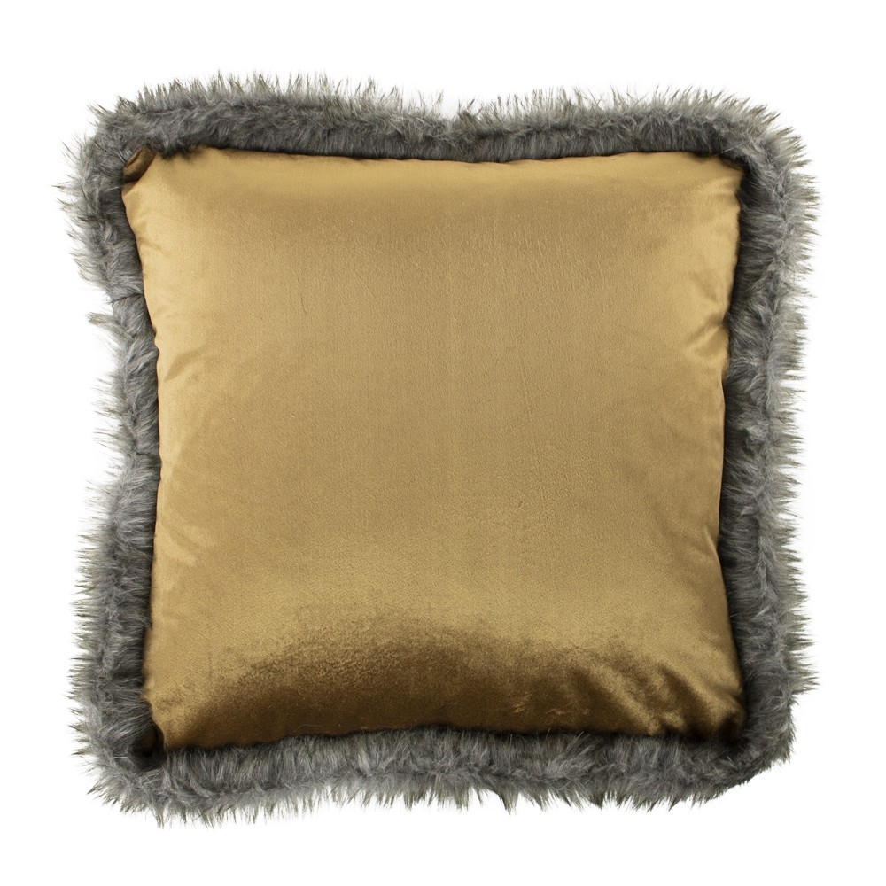 Měděný sametový polštářek lemovaný kožešinou Copp - 45*45*10cm