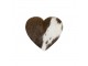 Kožený podtácek ve tvaru srdce hnědá / bílá (bos taurus, taurus) - 14*14*0,3cm