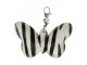 Klíčenka bílo černý motýl Zebra z hovězí kůže - 10,5*7*2cm