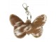 Klíčenka hnědo bílý motýlek z hovězí kůže - 10,5*7*2cm