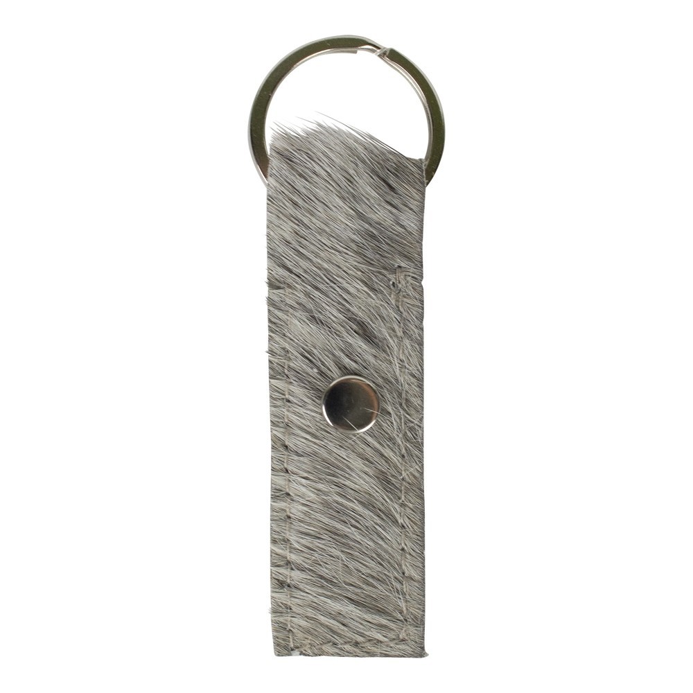 Klíčenka bílo šedý pásek z hovězí kůže - 9,5*2,3*0,2 cm