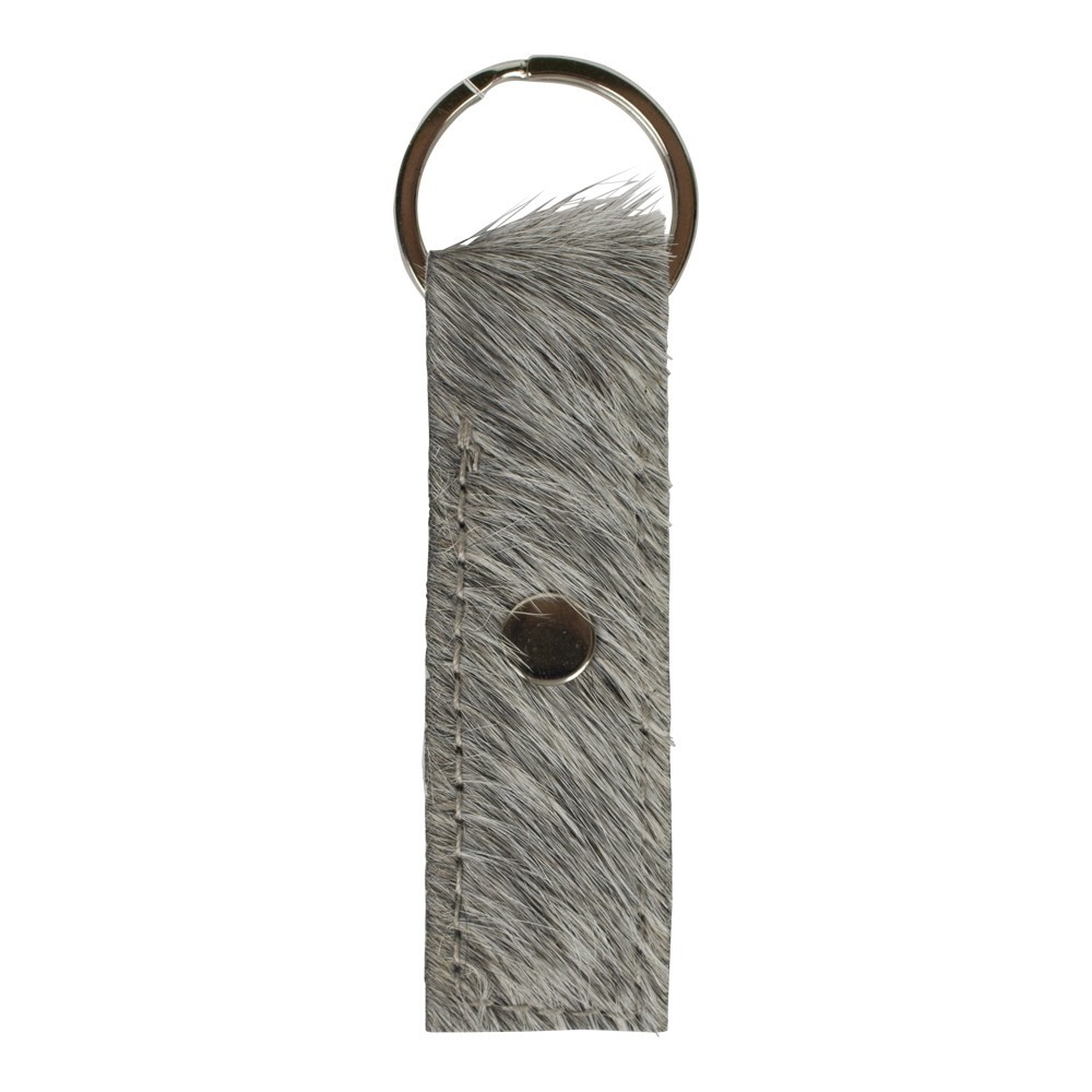 Klíčenka bílo šedý pásek z hovězí kůže - 9,5*2,3*0,2 cm