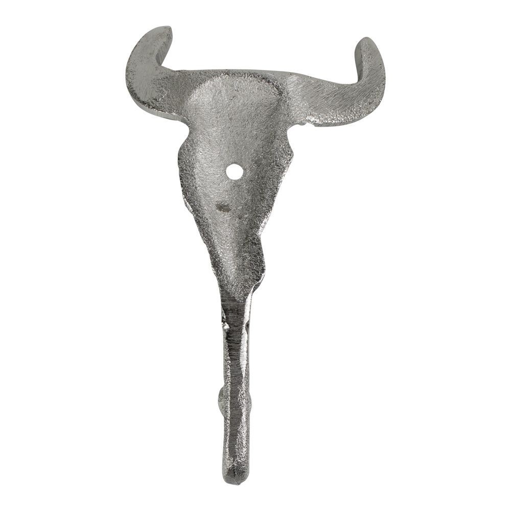 Stříbrný nástěnný háček lebka býka - 9*3,5*16,5cm