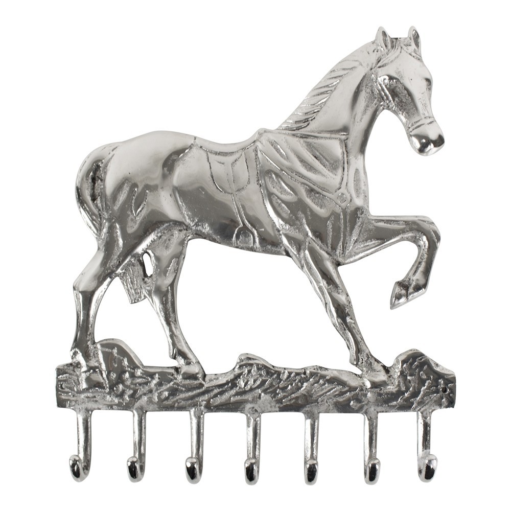 Levně Stříbrný nástěnný věšák kůň Horse - 4*36*41,5cm ABKP