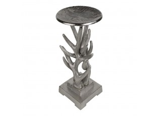 Stříbrný kovový svícen s parožím - 12,5*12,5*30cm