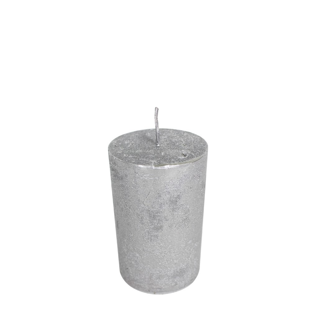 Stříbrná nevonná svíčka S válec  - Ø 5*8cm Mars & More