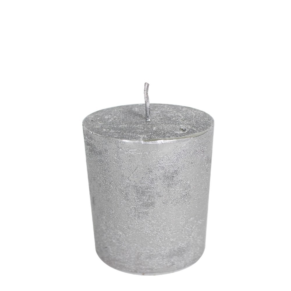 Stříbrná nevonná svíčka M válec - Ø 7*10cm BRKZ710