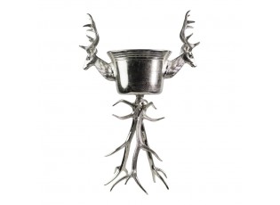 Stříbrný kovový chladicí kyblík na láhve s jeleny - 79*46*94 cm