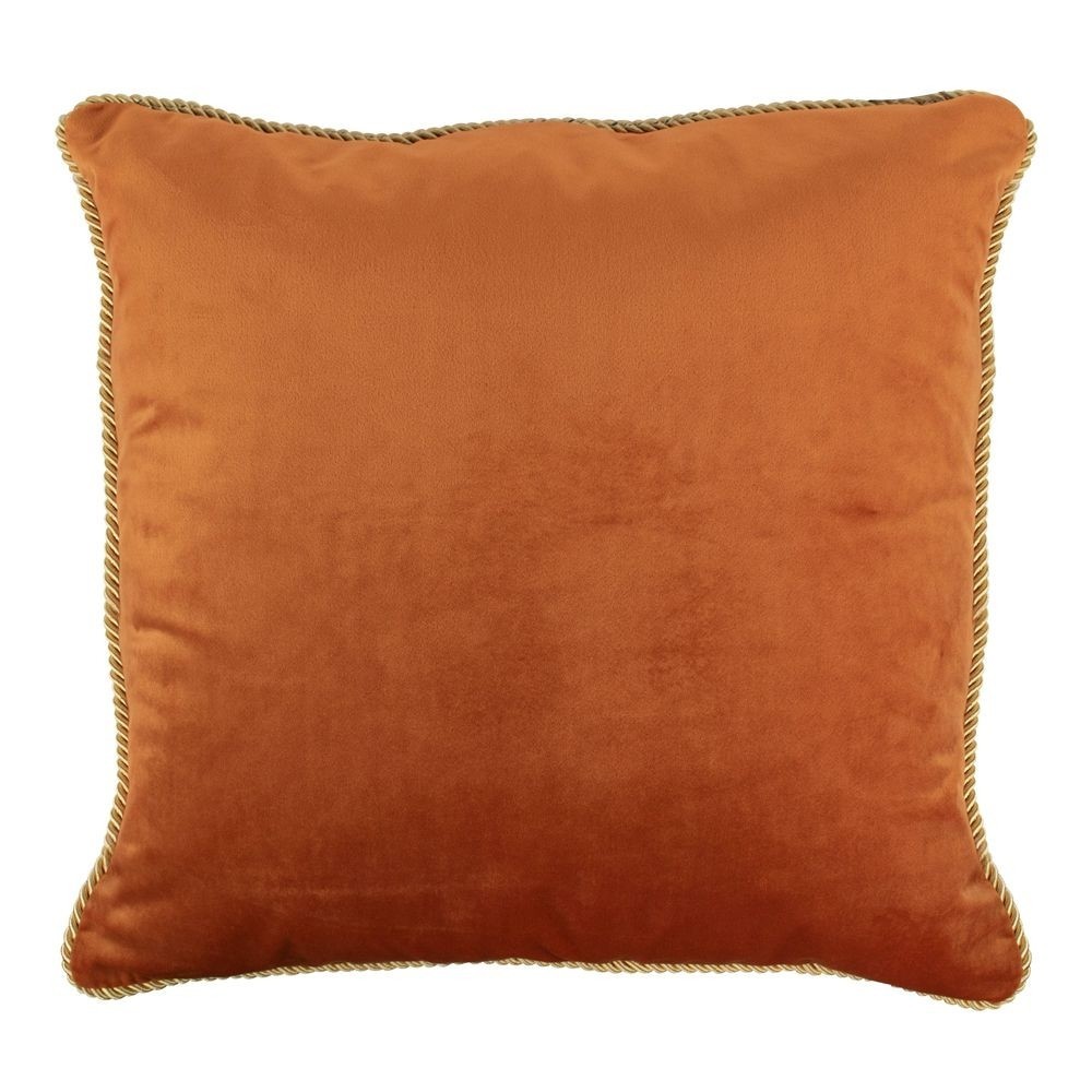 Oranžový sametový polštář obšitý krouceným zlatým provázkem Velvet - 45*10*45cm