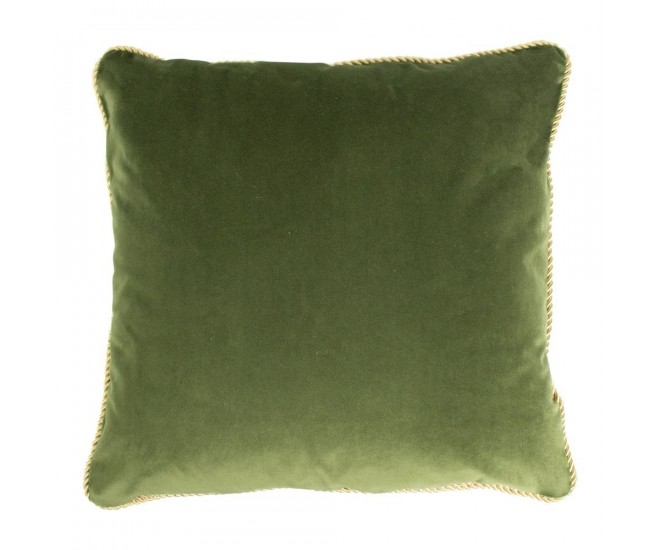 Zelený sametový polštář obšitý krouceným zlatým provázkem Velvet - 45*10*45cm