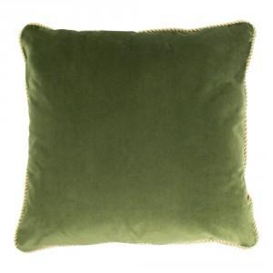 Zelený sametový polštář obšitý krouceným zlatým provázkem Velvet - 45*10*45cm