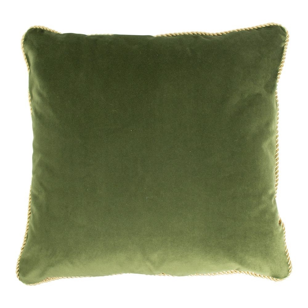Zelený sametový polštář obšitý krouceným zlatým provázkem Velvet - 45*10*45cm