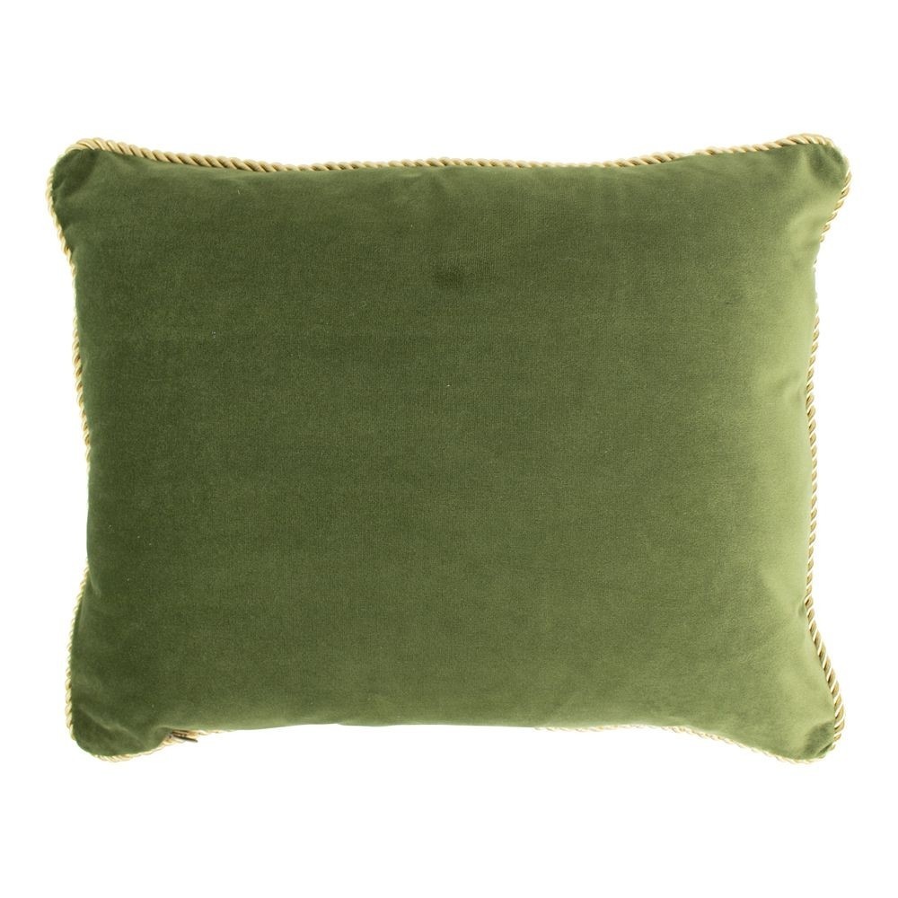 Zelený sametový polštář s pleteným lemem - 35*45*10cm Mars & More