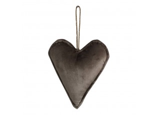 Sametová závěsná dekorace srdce taupe - 16*18*5cm