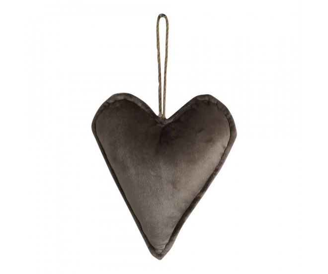 Sametová závěsná dekorace srdce taupe - 16*18*5cm