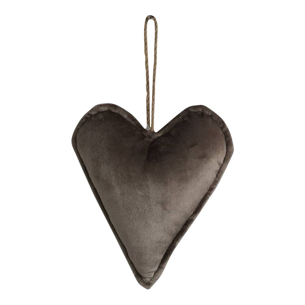 Sametová závěsná dekorace srdce taupe - 16*18*5cm