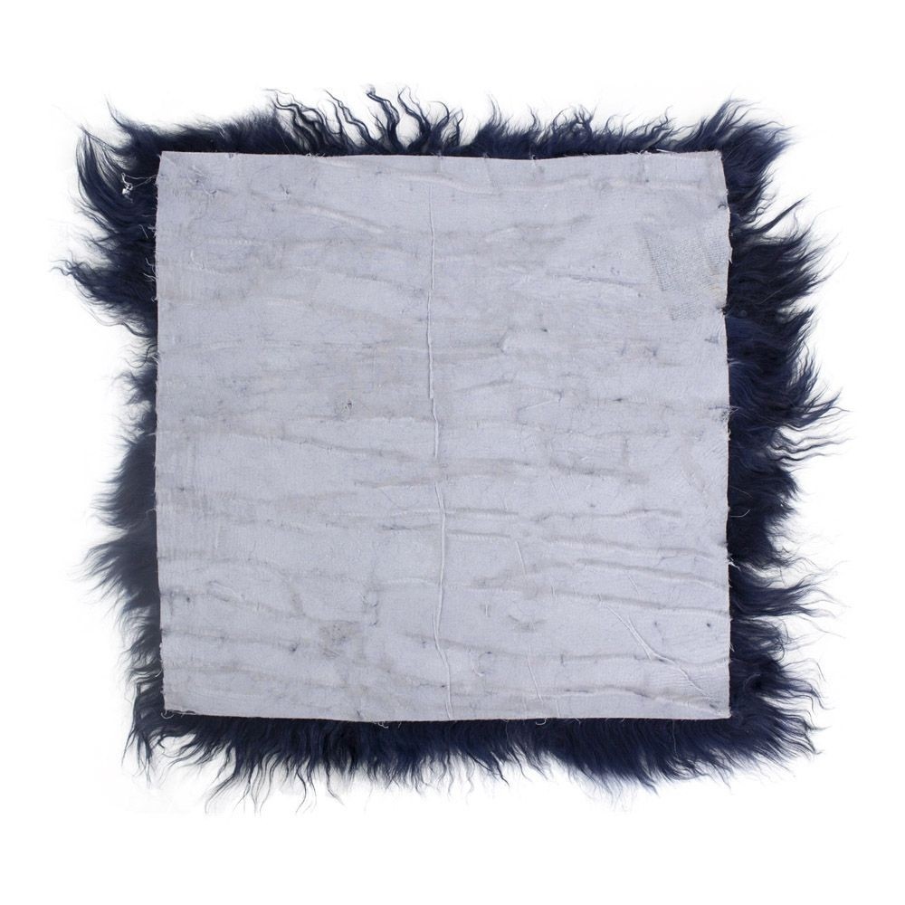 Kožený modrý podsedák dlouhý chlup - 40*40*2cm