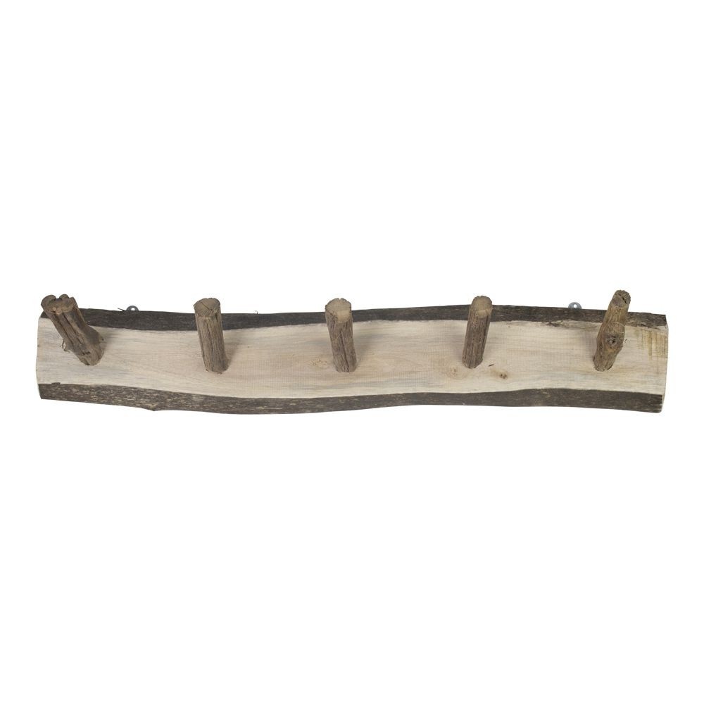 Přírodní dřevěný věšák s 5-ti háčky - 73*12*13cm