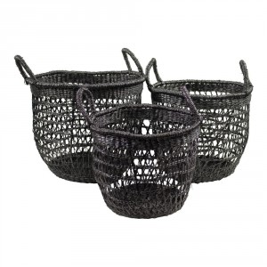 3 ks pletených košíků Quentin - 35*35*30cm / 32*32*27cm / 28*28*26cm