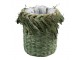 Zelený květináč pletený z kukuřičných listů - 25*18*27cm