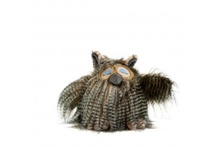 Plyšová hračka malá spící sovička s dlouhými chloupky - 18cm
