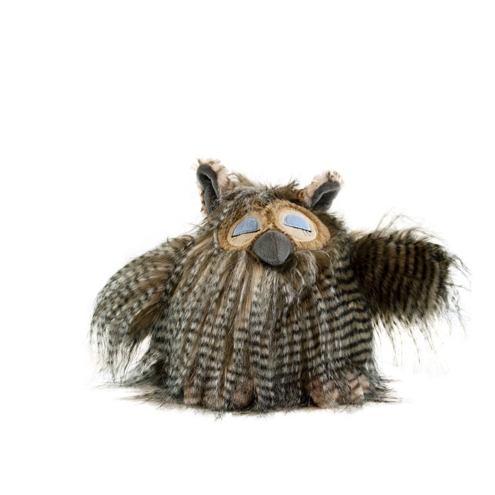 Levně Plyšová hračka malá spící sovička s dlouhými chloupky S - 18cm QTLHU18