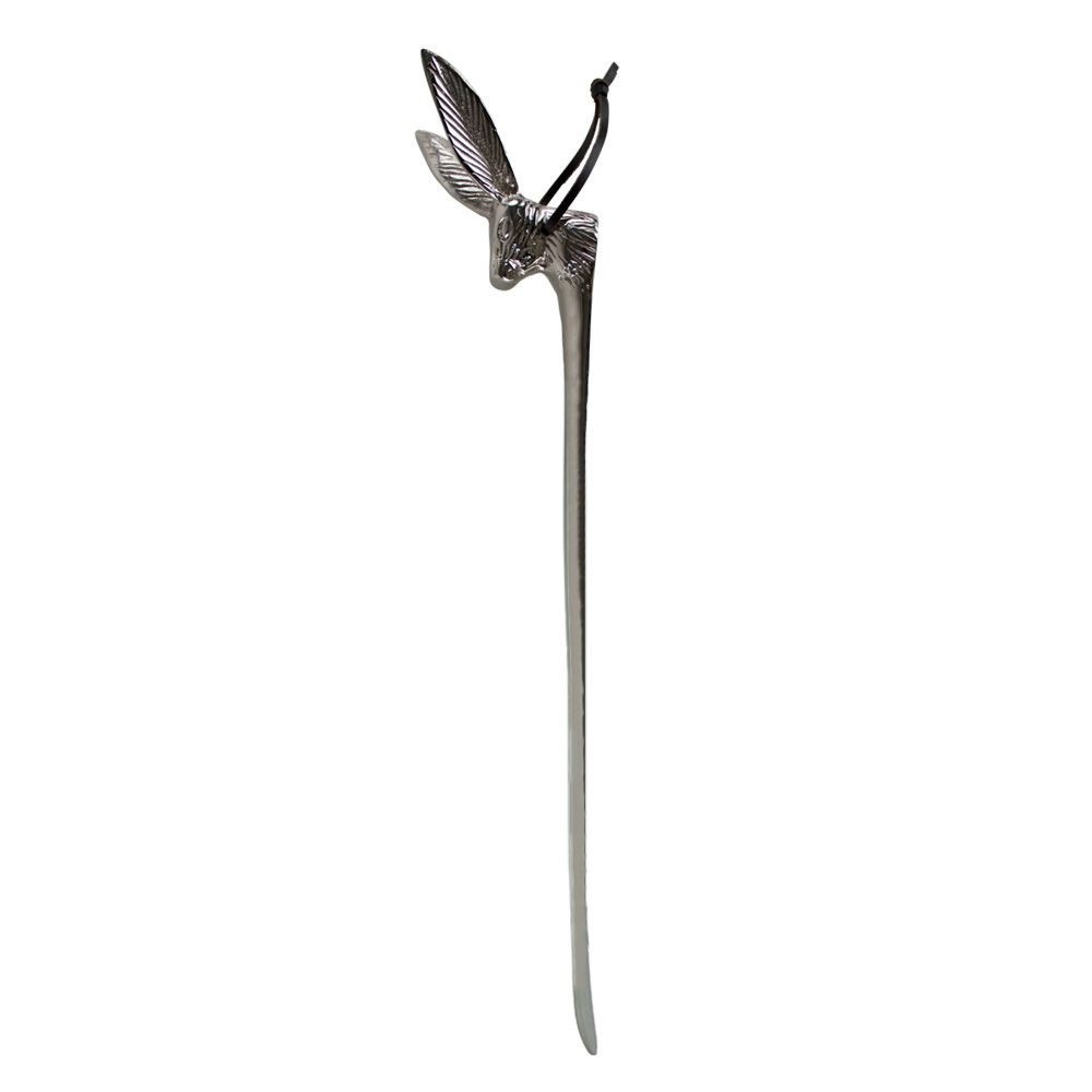 Stříbrná kovová obouvací lžíce s hlavou zajíce Hare - 52*5*1cm