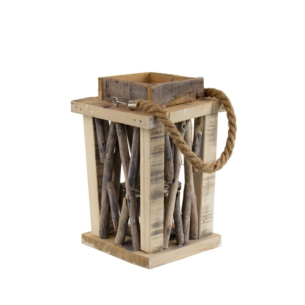 Přírodní dřevěná lucerna Mitt - 16*16*26cm