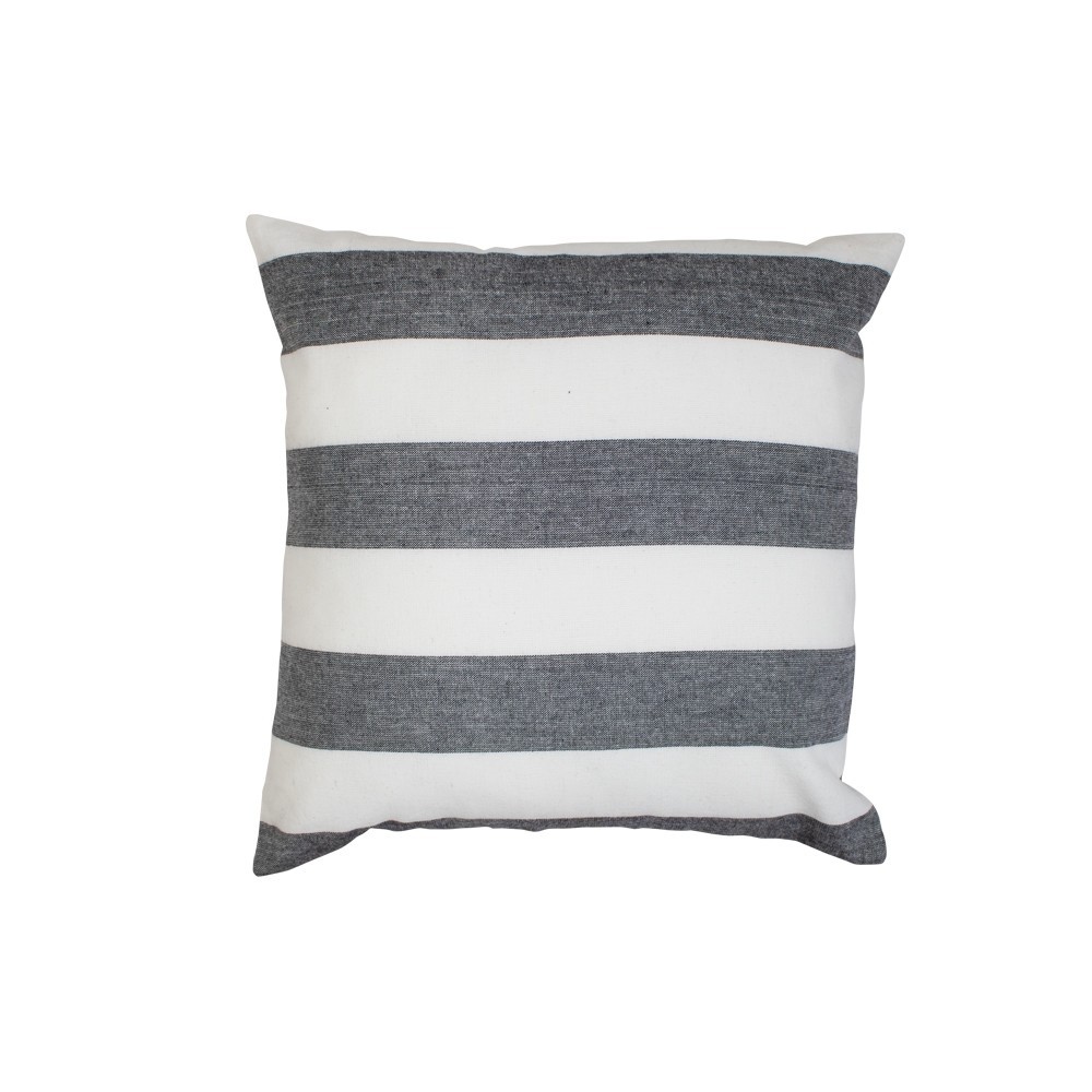 Černo-bílý bavlněný pruhovaný polštář Chambray - 40*40*10cm