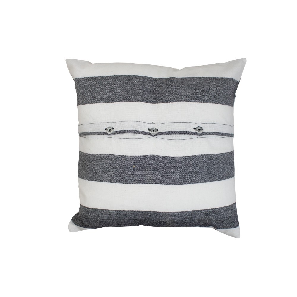 Černo-bílý bavlněný pruhovaný polštář Chambray - 40*40*10cm