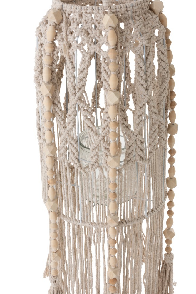Skleněný závěsný svícen s provázky Macrame - Ø 25*125cm
