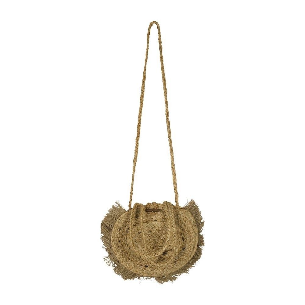 Přírodní kulatá jutová Crossbody s třásněmi - Ø26*7cm