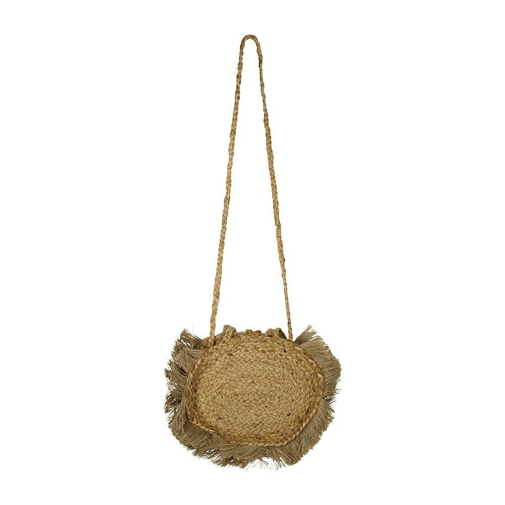 Přírodní kulatá jutová Crossbody s třásněmi - Ø26*7cm