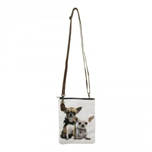Kožená bavlněná Crossbody s Čivavou - 18*2*23cm