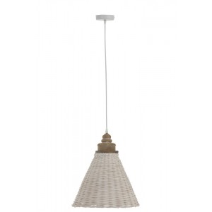 Bílé ratanové kónické závěsné světlo Iconic - Ø 35*42/112 cm