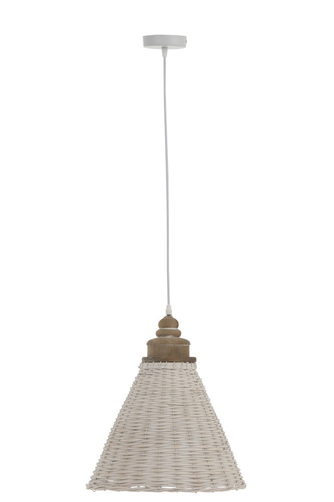 Bílé ratanové kónické závěsné světlo Iconic - Ø 35*42/112 cm