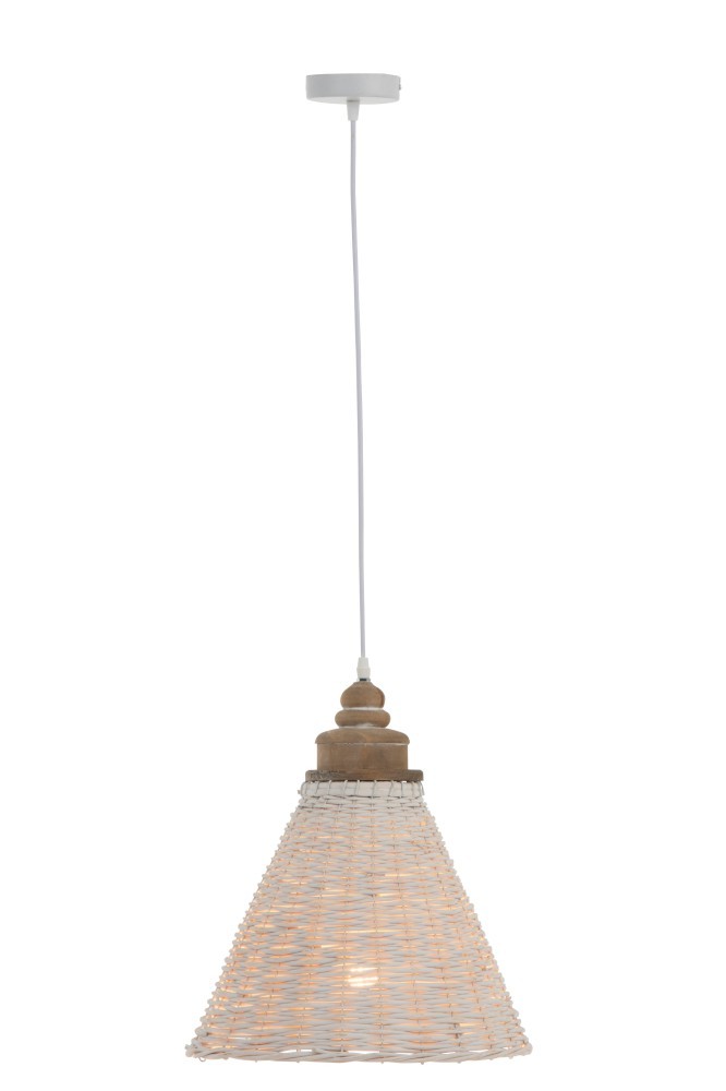 Bílé ratanové kónické závěsné světlo Iconic - Ø 35*42/112 cm