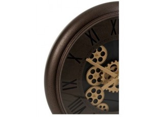 Nástěnné hodiny s kovovým rámem a zlatými ozubenými kolečky Jessamond - Ø 52*7 cm