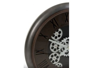 Nástěnné hodiny se stříbrným rámem a ozubenými kolečky Jessamond - Ø 52*7,5 cm