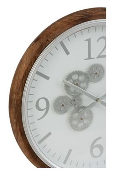 Nástěnné hodiny s dřevěným rámem a ozubenými kolečky Laudine S - Ø 52*7 cm