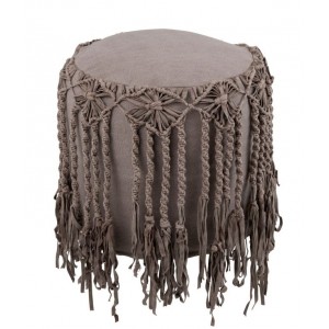 Bavlněný puf Macrame taupe - Ø 45*45cm