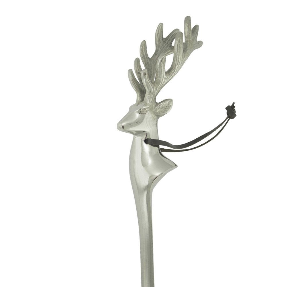 Stříbrná kovová obouvací lžíce s hlavou jelena Deer - 52*5*1cm Mars & More