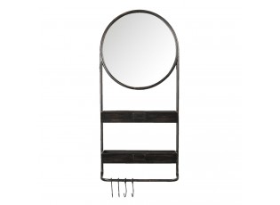 Nástěnné zrcadlo s poličkami a háčky Sidonie - 38*12*89 cm