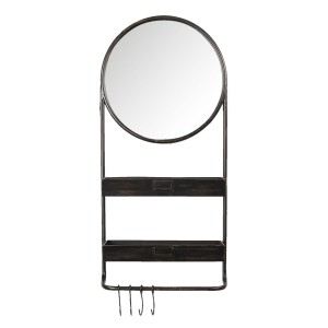 Nástěnné zrcadlo s poličkami a háčky Sidonie - 38*12*89 cm