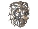 Zlatá nástěnná dekorativní hlava lva s patinou - 42*23*46 cm