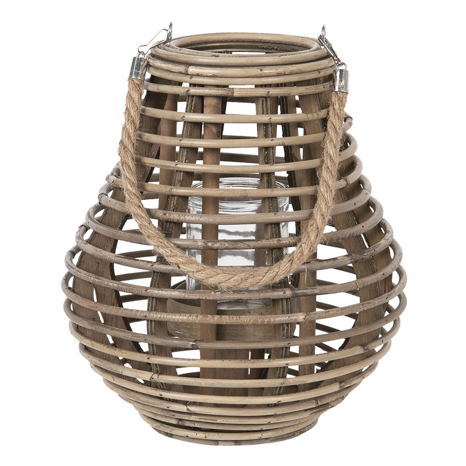 Šedohnědá dřevěná lucerna Milli - Ø 26*28 cm