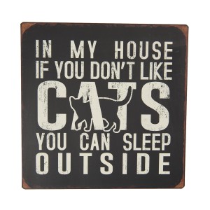 Černá kovová cedule CATS s patinou- 30*1*30 cm