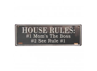 Nástěnná plechová cedule House rules - 39*13 cm
