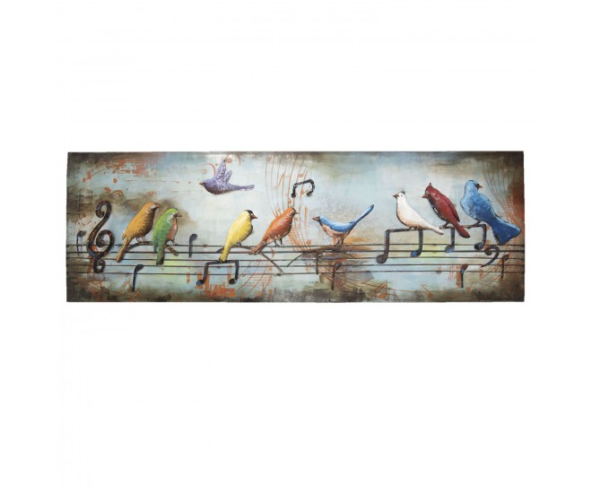 Nástěnný 3D kovový obraz s ptáčky NoteBird - 180*60*4.5 cm