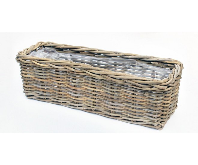 Ratanový okenní květináč antik šedá - 60cm